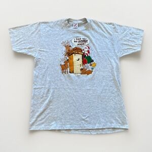 Vintage Christmas Shirt Mens XL I Told You The Schmidt House Outhouse Santa 90s